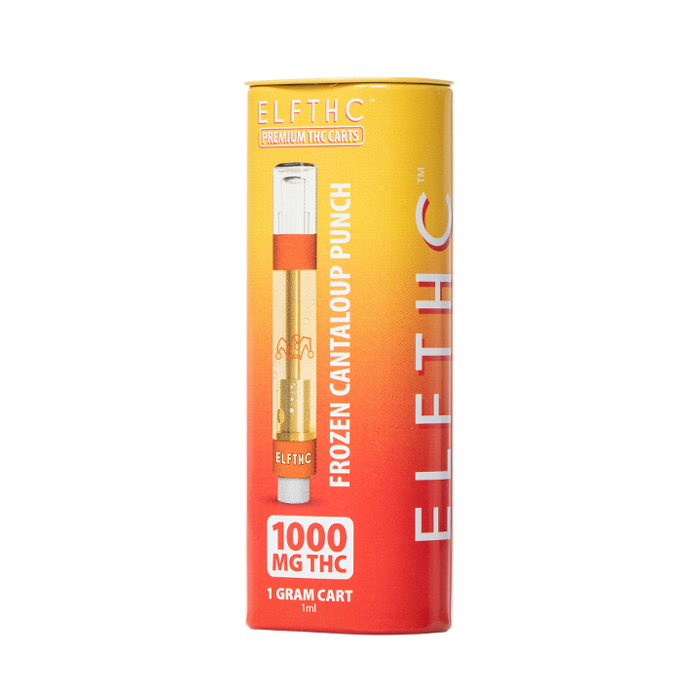 ELF THC Cartridge 1G Frozen Cantaloupe Punch flavor with a refreshing mix of cantaloupe and icy menthol.