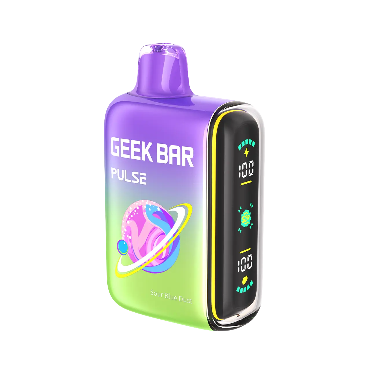 Geek Bar Pulse 15000 Sour Blue Dust disposable vape offering tangy blue raspberry candy dust flavor for a mouth-puckering vaping experience.