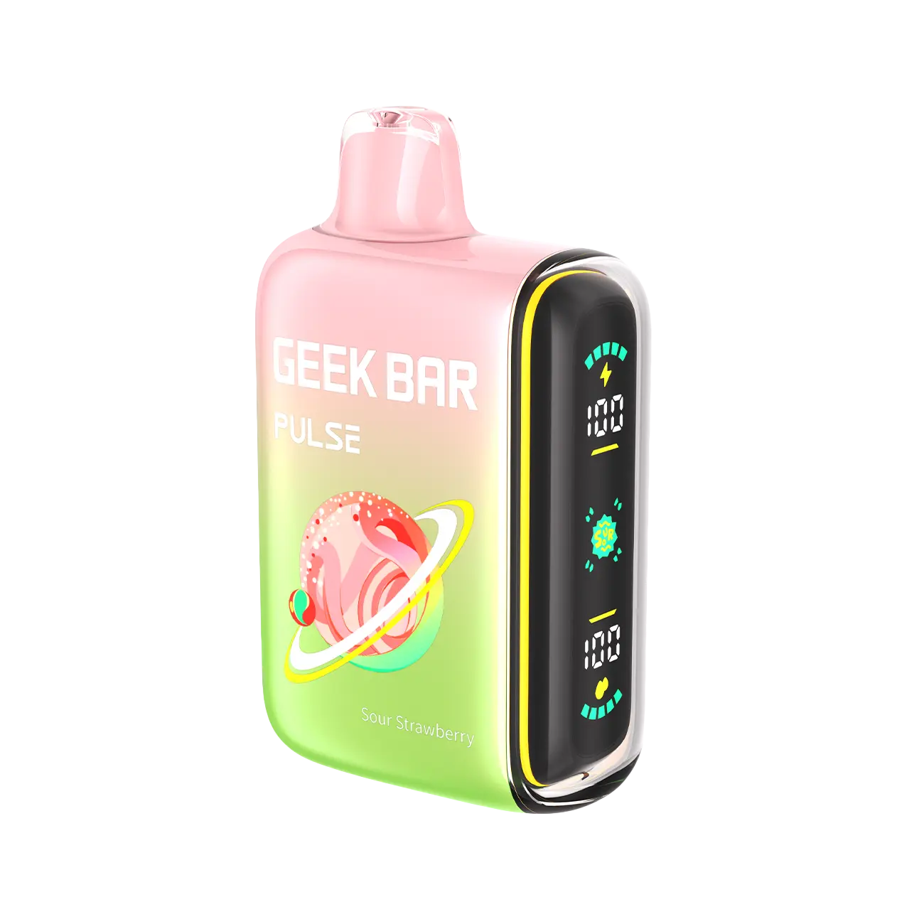 Geek Bar Pulse 15000 Sour Strawberry disposable vape delivering juicy strawberries with an intense sour kick, ideal for flavor enthusiasts.