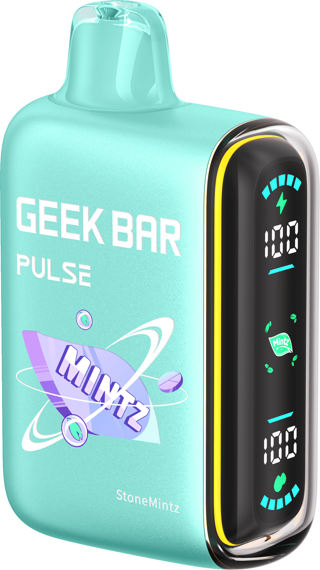 Geek Bar Pulse 15000 Stonemintz disposable vape with robust spearmint flavor, providing a fresh, crisp vaping sensation.