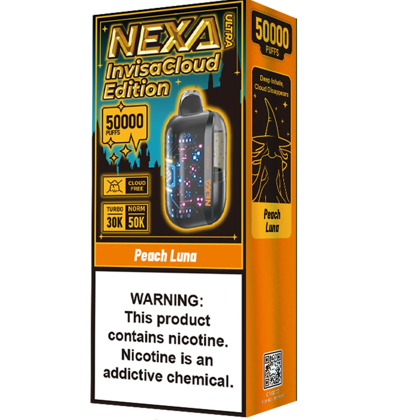 NEXA Ultra 50000 Disposable Vape Peach Luna (Invisacloud Edition) flavor with sweet peach and light citrus in an ultra-smooth cloud.