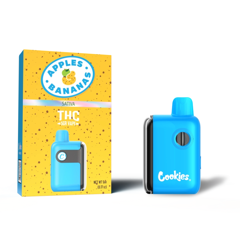 Cookies THC-A Disposable 5G Apples & Bananas (Sativa) flavor with sweet apples and bananas for a fruity, energizing experience.


