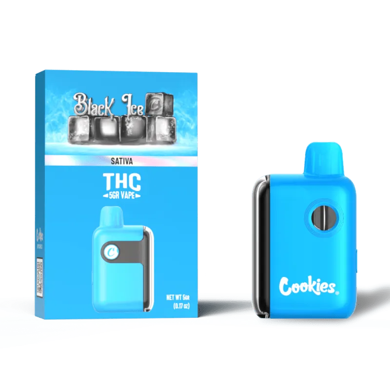 Cookies THC-A Disposable 5G Black Ice (Sativa) flavor with bold blackberries and a frosty menthol finish for a refreshing, energizing vape.