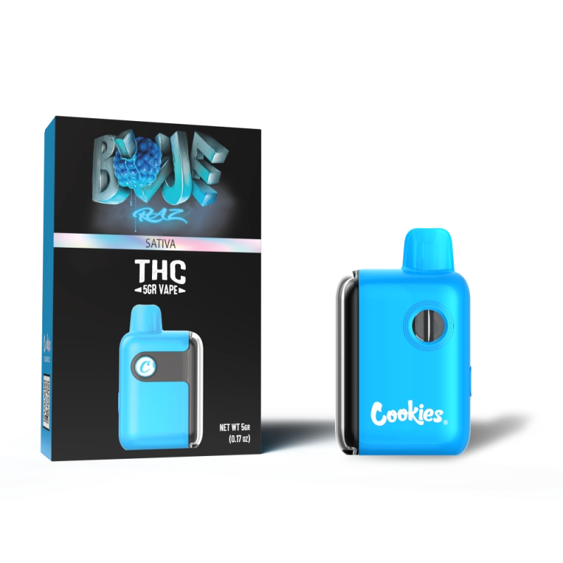 Cookies THC-A Disposable 5G Blue Razz (Sativa) flavor with sweet blue raspberries for a tangy and uplifting hit.