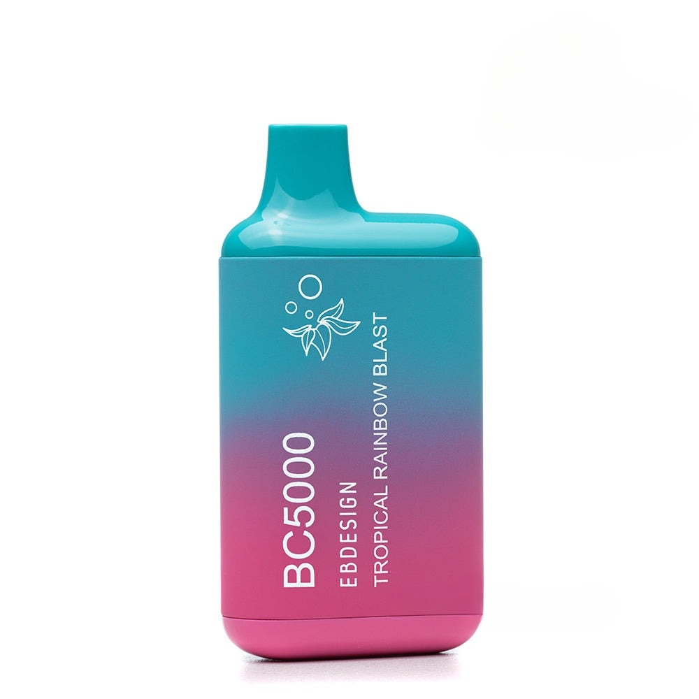 EB Create BC5000 0% Nicotine Disposable Vape Tropical Rainbow Blast flavor with a vibrant mix of tropical fruits for a sweet experience.