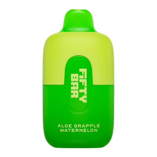 Fifty Bar 6500 Aloe Grapple Watermelon vape featuring aloe, crisp apple, grapes, and refreshing watermelon.