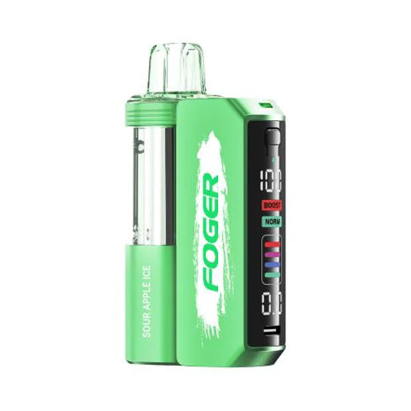 Foger Switch Pro 30K Disposable Sour Apple Ice flavor with tangy green apple and a frosty menthol finish for a sour and refreshing vape.