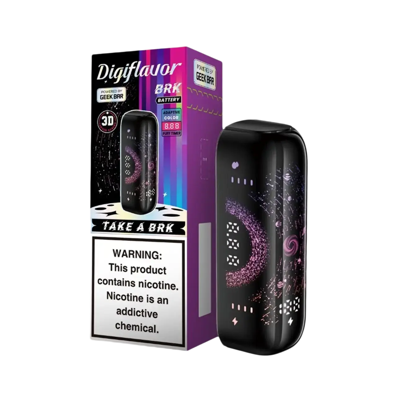 Geek Bar Digiflavor BRK 1000mAh Rechargeable Battery designed for BRK 20000 Pods, featuring USB-C charging and long-lasting power.