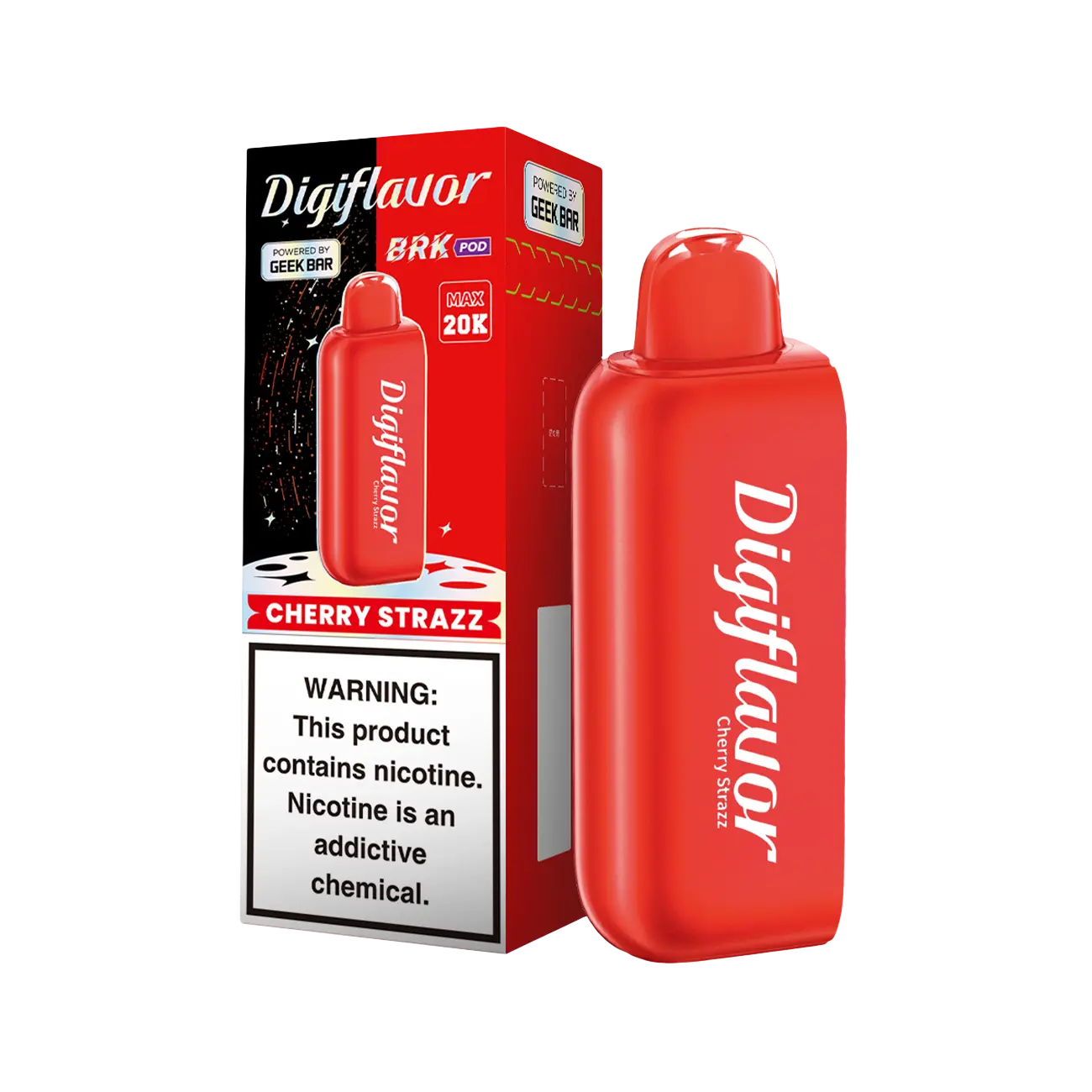 Geek Bar Digiflavor BRK 20000 Disposable Pod Cherry Strazz flavor blending cherry, strawberry, and blue raspberry for a sweet and tart hit.