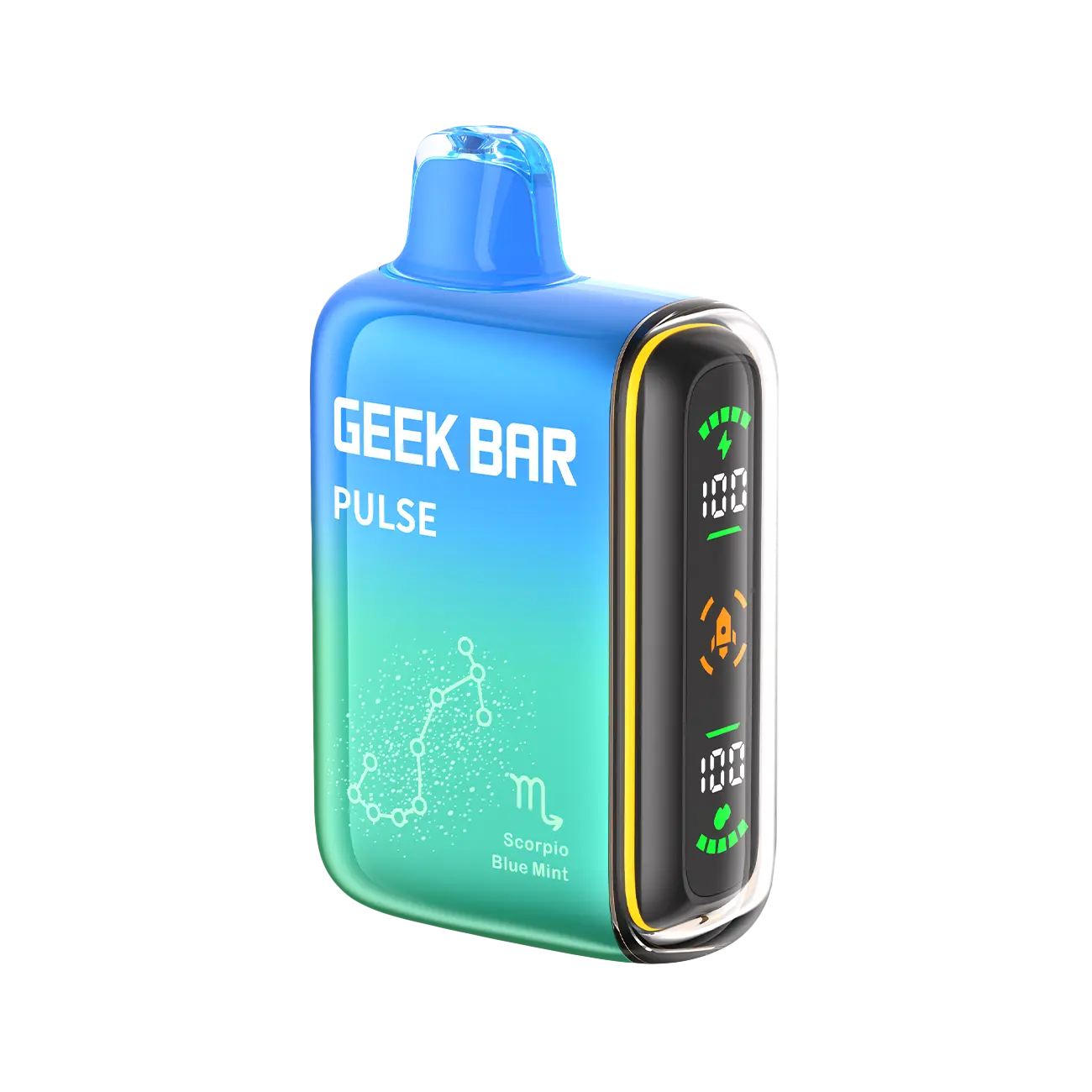 Geek Bar Pulse 15000 Blue Mint (Scorpio Edition) disposable vape providing a refreshing cool mint blend specifically designed for Scorpio zodiac preferences.