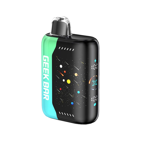 Geek Bar Pulse X 25000 ATL Mint (Meteor Edition) disposable vape delivering robust flavor, 25,000 puffs, and advanced mesh coil technology.
