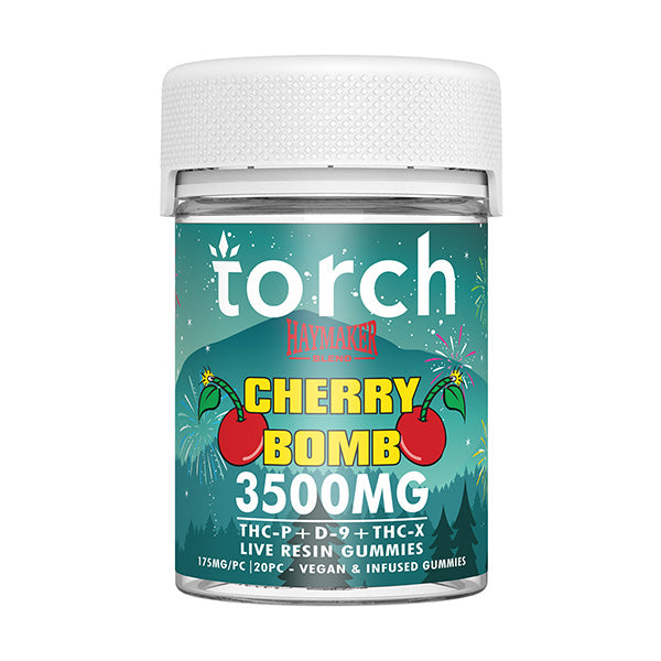 Torch Haymaker Gummies 3500mg Cherry Bomb flavor with a perfect blend of sweet and ripe cherries for a fruity, satisfying experience.