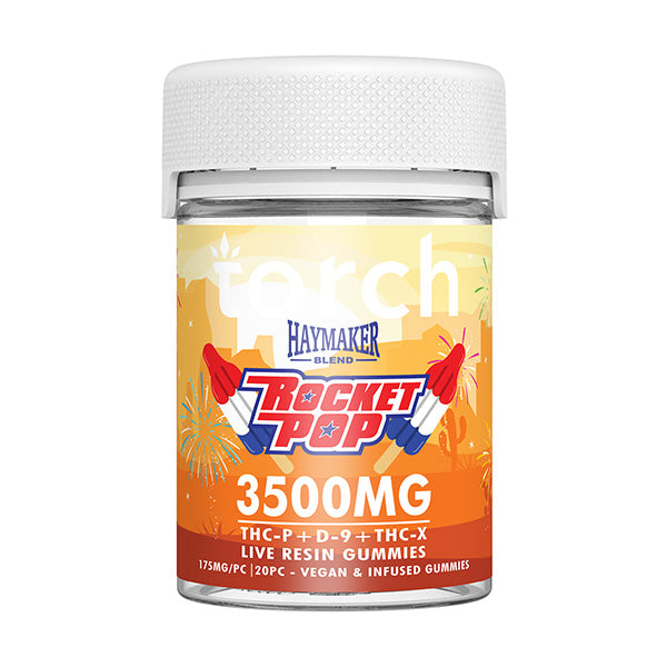Torch Haymaker Gummies 3500mg Rocket Pop flavor with a blast of fruity candy reminiscent of the classic ice pops from childhood.