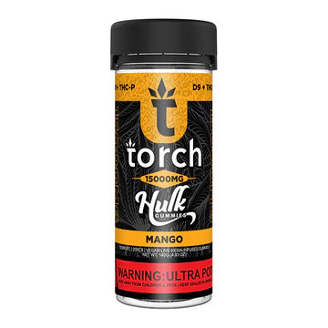 Torch Hulk Gummies 15k Mango flavor with sweet, tropical mango for a juicy and refreshing taste.