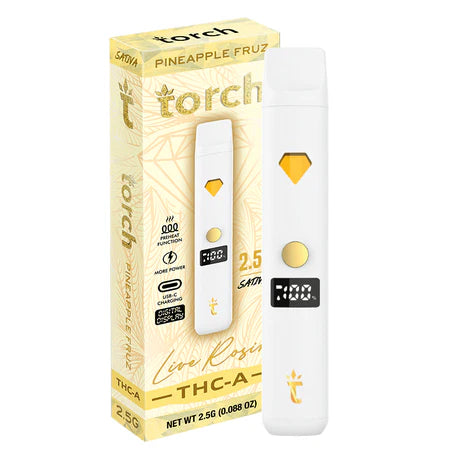 Torch Live Rosin THC-A 2.5g Pineapple Fruz flavor with a tropical pineapple blend and refreshing icy finish.