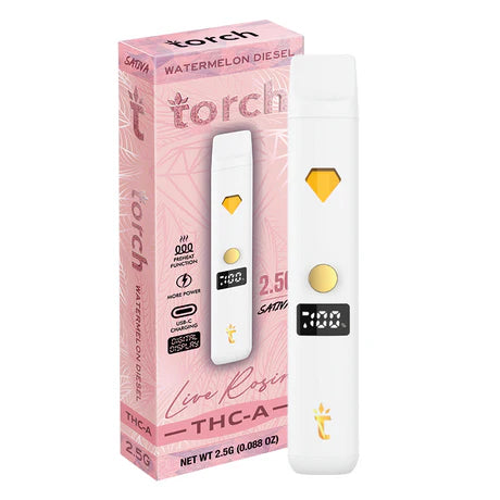 Torch Live Rosin THC-A 2.5g Watermelon Diesel flavor with sweet watermelon and a diesel finish.