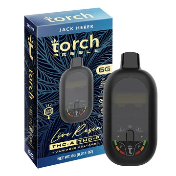 Torch Pebble Live Resin THC-A Jack Herer (Sativa) flavor with spicy, piney notes and a citrus finish for an uplifting, energizing effect.