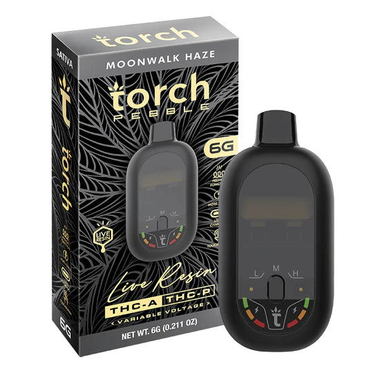 Torch Pebble Live Resin THC-A Moonwalk Haze (Sativa) flavor with citrusy, herbal notes and a calming, yet energizing effect.