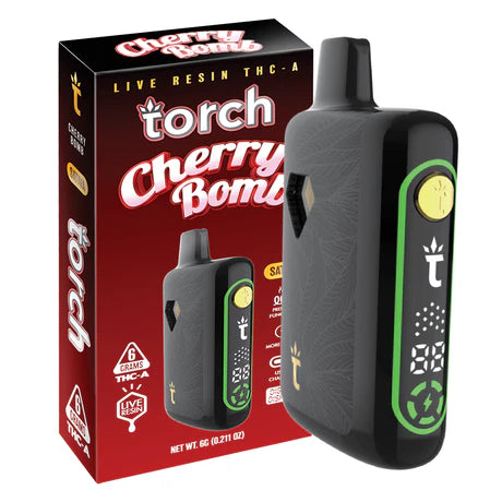 Torch Pulse Live Resin THC-A 6g Cherry Bomb flavor with rich cherry notes and a punchy sweetness.