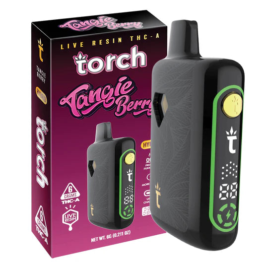 Torch Pulse Live Resin THC-A 6g Tangie Berry flavor with a citrusy tang and a burst of sweet berry flavor.