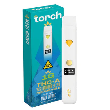 Torch THC-A VVS Diamond Blend Disposable 1g Maui Wowie (Sativa) flavor with tropical pineapple and citrus notes for an uplifting, energizing effect.