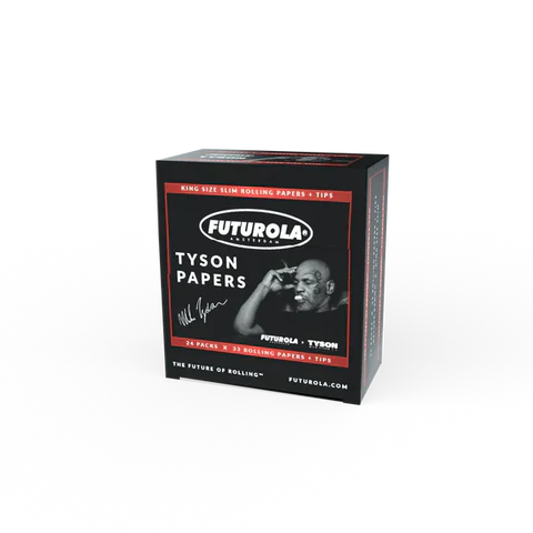 Tyson 2.0 X Futurola King Size Rolling Papers With Tips 24ct Box featuring premium quality, easy-rolling papers for a smooth smoking experience.
